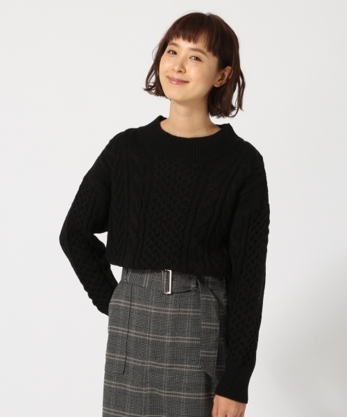 GLOBAL WORK（グローバルワーク）の「【ウォッシャブル】ケーブルニットプルオーバー長袖/771976（ニット/セーター・レディース・イエロー/グリーン/ブラック/グレー/ホワイト・LARGE/MEDIUM/SMALL）」の3枚目の写真