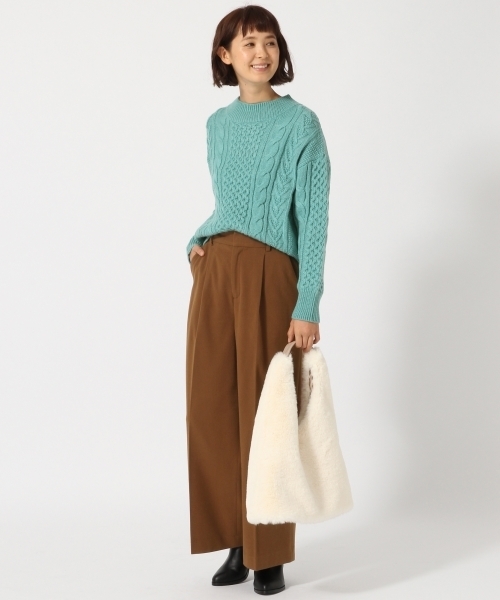 GLOBAL WORK（グローバルワーク）の「【ウォッシャブル】ケーブルニットプルオーバー長袖/771976（ニット/セーター・レディース・イエロー/グリーン/ブラック/グレー/ホワイト・LARGE/MEDIUM/SMALL）」の8枚目の写真