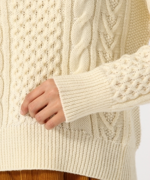 GLOBAL WORK（グローバルワーク）の「【ウォッシャブル】ケーブルニットプルオーバー長袖/771976（ニット/セーター・レディース・イエロー/グリーン/ブラック/グレー/ホワイト・LARGE/MEDIUM/SMALL）」の7枚目の写真