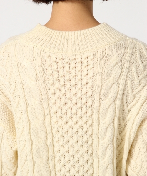 GLOBAL WORK（グローバルワーク）の「【ウォッシャブル】ケーブルニットプルオーバー長袖/771976（ニット/セーター・レディース・イエロー/グリーン/ブラック/グレー/ホワイト・LARGE/MEDIUM/SMALL）」の9枚目の写真