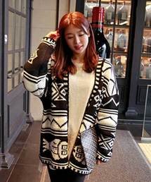 オルテガ柄カーディガン