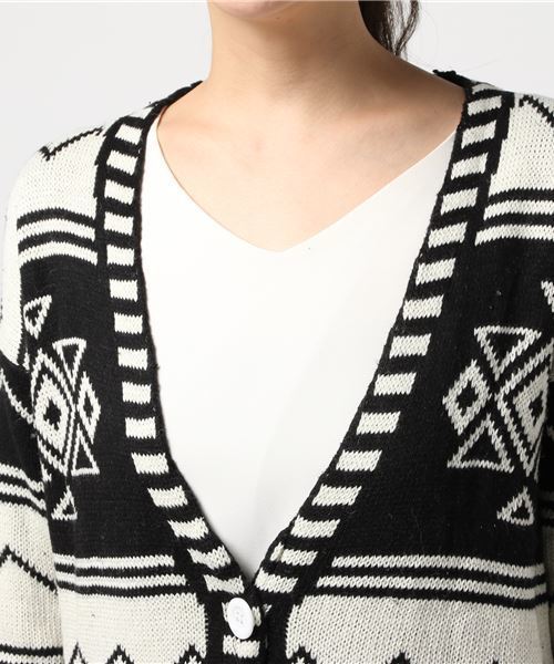 STYLEBLOCK（スタイルブロック）の「オルテガ柄カーディガン（カーディガン/ボレロ・レディース・ブラック/ブルー・FREE）」の5枚目の写真