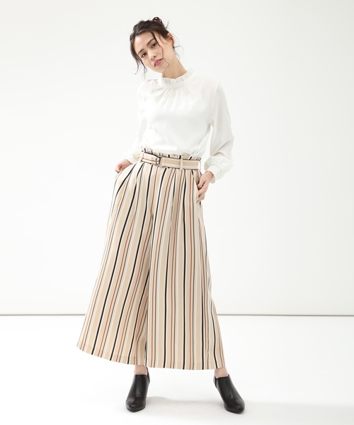 Honeys（ハニーズ）の「【水玉/ドット/無地】ハイネックブラウス（シャツ/ブラウス・レディース・アイボリー/ホワイト系その他/ブラック系その他/ブルー系その他・S/M/L）」の9枚目の写真