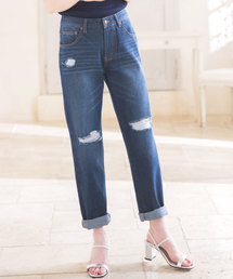 ハイウエストテーパードデニムパンツ