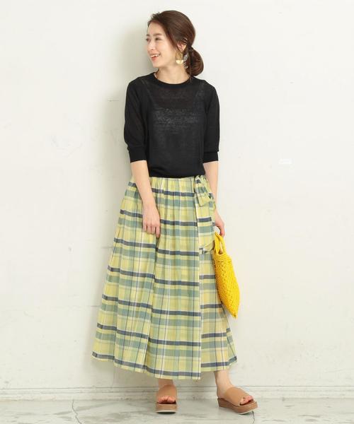 BEAUTY&YOUTH UNITED ARROWS(ビューティーアンドユースユナイテッドアローズ)の「BY∴ ウォッシュリネン6分袖ニット -手洗い可能- о(ニット/セーター・レディース・ベージュ/ネイビー/レッド/ライム・FREE)」の6枚目の写真