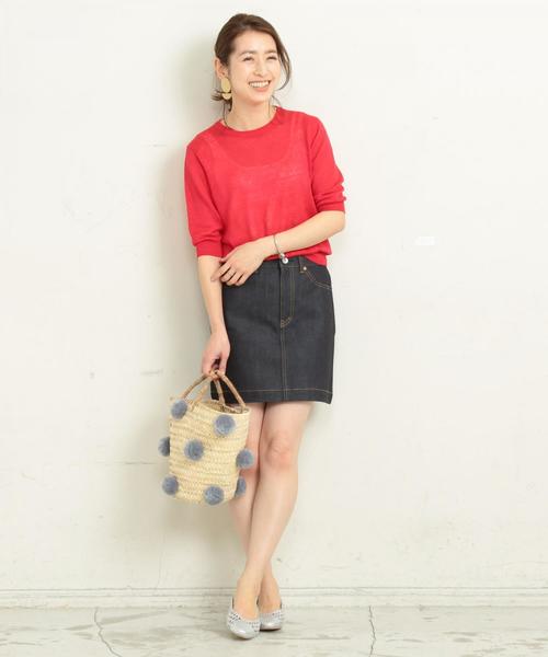 BEAUTY&YOUTH UNITED ARROWS(ビューティーアンドユースユナイテッドアローズ)の「BY∴ ウォッシュリネン6分袖ニット -手洗い可能- о(ニット/セーター・レディース・ベージュ/ネイビー/レッド/ライム・FREE)」の13枚目の写真