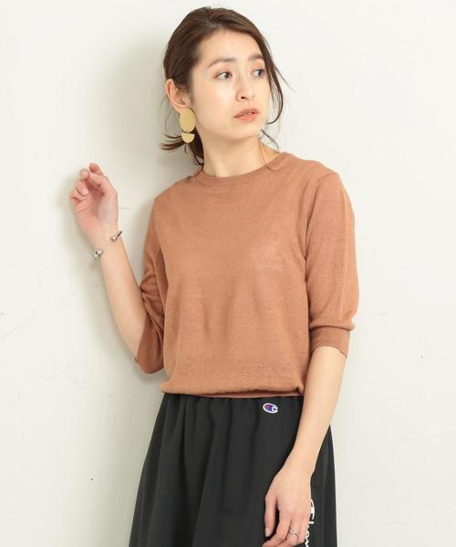 BEAUTY&YOUTH UNITED ARROWS(ビューティーアンドユースユナイテッドアローズ)の「BY∴ ウォッシュリネン6分袖ニット -手洗い可能- о(ニット/セーター・レディース・ベージュ/ネイビー/レッド/ライム・FREE)」の11枚目の写真