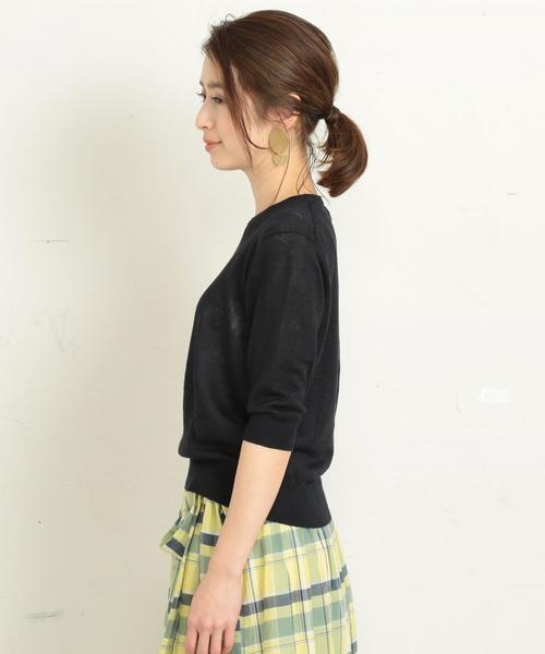 BEAUTY&YOUTH UNITED ARROWS(ビューティーアンドユースユナイテッドアローズ)の「BY∴ ウォッシュリネン6分袖ニット -手洗い可能- о(ニット/セーター・レディース・ベージュ/ネイビー/レッド/ライム・FREE)」の20枚目の写真