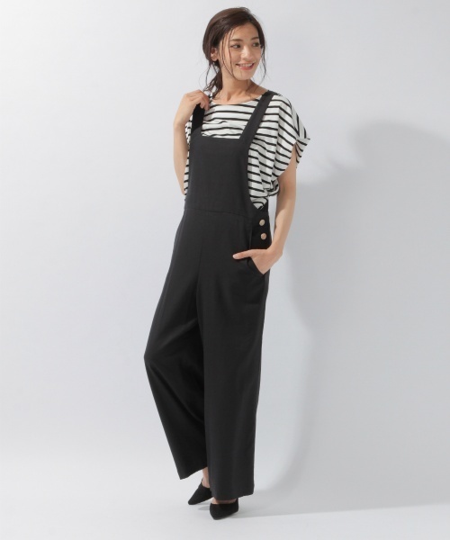 laboratory work（ラボラトリーワーク）の「フロスターツイルサロペット（サロペット/オーバーオール・レディース・ベージュ/ネイビー・MEDIUM）」の13枚目の写真