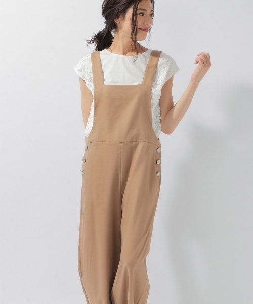 laboratory work（ラボラトリーワーク）の「フロスターツイルサロペット（サロペット/オーバーオール・レディース・ベージュ/ネイビー・MEDIUM）」の15枚目の写真