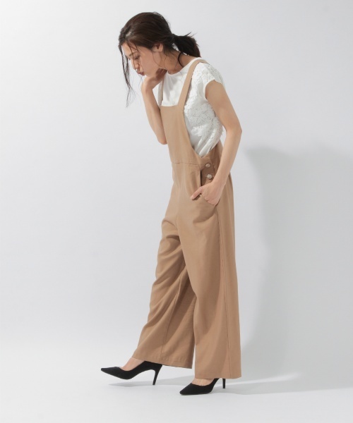 laboratory work（ラボラトリーワーク）の「フロスターツイルサロペット（サロペット/オーバーオール・レディース・ベージュ/ネイビー・MEDIUM）」の16枚目の写真