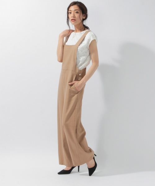 laboratory work（ラボラトリーワーク）の「フロスターツイルサロペット（サロペット/オーバーオール・レディース・ベージュ/ネイビー・MEDIUM）」の17枚目の写真