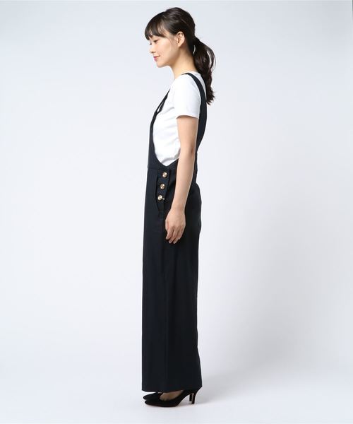 laboratory work（ラボラトリーワーク）の「フロスターツイルサロペット（サロペット/オーバーオール・レディース・ベージュ/ネイビー・MEDIUM）」の4枚目の写真