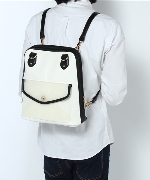 CIAOPANIC(チャオパニック)の「【Ciaopanic】2WAYバイカラーBAG(バックパック/リュック・レディース・ブラック×ホワイト/ベージュ系その他/ホワイト×ブルー・FREE)」の11枚目の写真