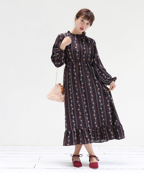 OLIVE des OLIVE(オリーブデオリーブ)の「ボヘミアンストライププチハイワンピース(ワンピース・レディース・ネイビー/レッド/キャメル・FREE)」の6枚目の写真