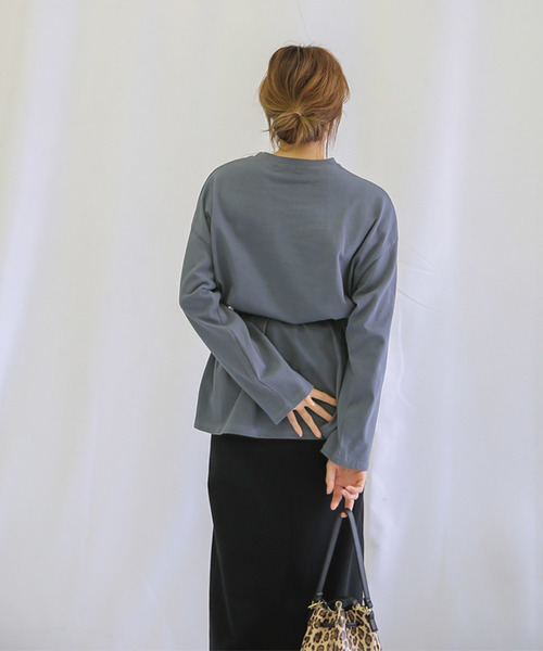 select MOCA（セレクトモカ）の「コットンルーズカットソー/長袖ルーズシルエットプルオーバー（Tシャツ/カットソー・レディース・ホワイト/ブラック/ブルー・FREE）」の8枚目の写真