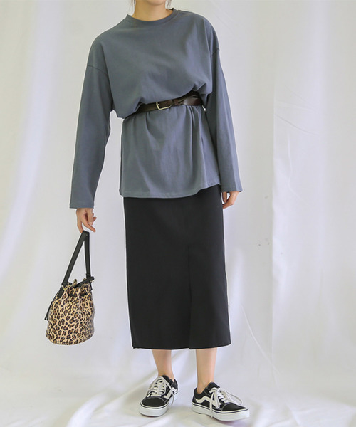 select MOCA（セレクトモカ）の「コットンルーズカットソー/長袖ルーズシルエットプルオーバー（Tシャツ/カットソー・レディース・ホワイト/ブラック/ブルー・FREE）」の9枚目の写真