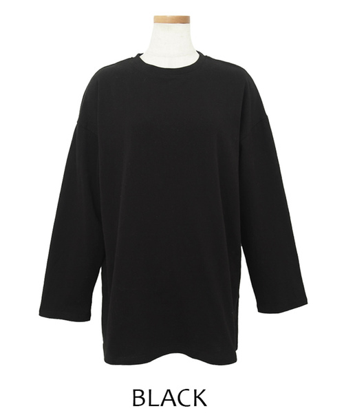 select MOCA（セレクトモカ）の「コットンルーズカットソー/長袖ルーズシルエットプルオーバー（Tシャツ/カットソー・レディース・ホワイト/ブラック/ブルー・FREE）」の22枚目の写真