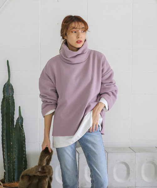 select MOCA（セレクトモカ）の「コットンルーズカットソー/長袖ルーズシルエットプルオーバー（Tシャツ/カットソー・レディース・ホワイト/ブラック/ブルー・FREE）」の18枚目の写真