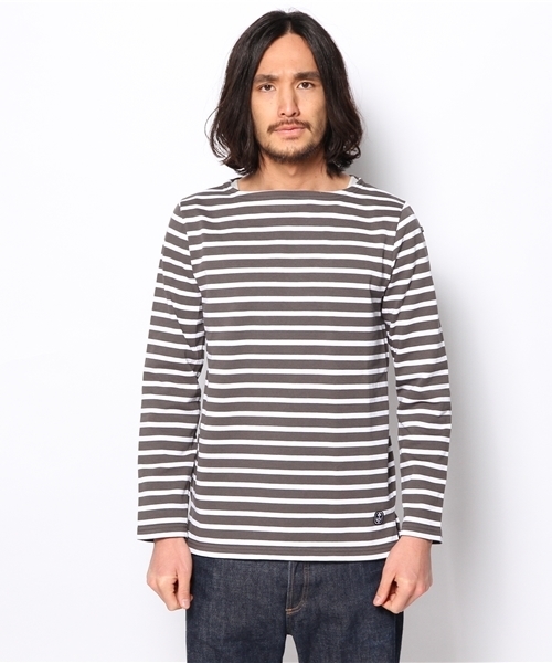 SHIPS（シップス）の「LEMINOR: マリンボーダー バスクシャツ（Tシャツ/カットソー・メンズ・グレー/パープル/ネイビー/チャコールグレー・SMALL/MEDIUM/LARGE/X-SMALL）」の7枚目の写真