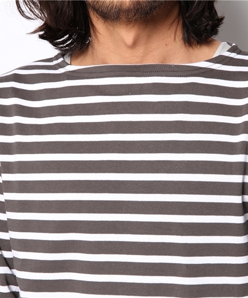 SHIPS（シップス）の「LEMINOR: マリンボーダー バスクシャツ（Tシャツ/カットソー・メンズ・グレー/パープル/ネイビー/チャコールグレー・SMALL/MEDIUM/LARGE/X-SMALL）」の10枚目の写真