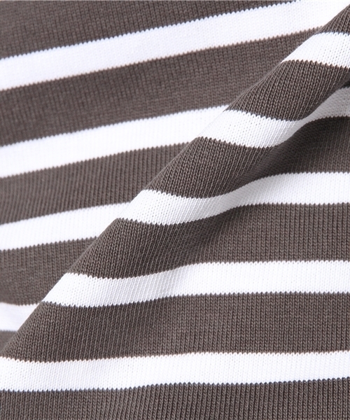 SHIPS（シップス）の「LEMINOR: マリンボーダー バスクシャツ（Tシャツ/カットソー・メンズ・グレー/パープル/ネイビー/チャコールグレー・SMALL/MEDIUM/LARGE/X-SMALL）」の6枚目の写真