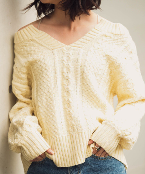 Aunt Marie's（アントマリーズ）の「AUNT MARIE'S キーネックケーブル