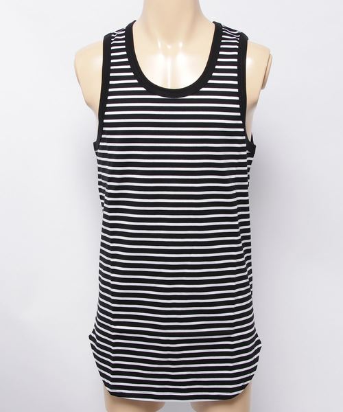 SHELLAC(シェラック)の「ボーダータンクトップ(Tシャツ/カットソー・メンズ・ネイビー×ホワイト/グレー×ホワイト/ブラック×ホワイト・46/48/44)」の2枚目の写真