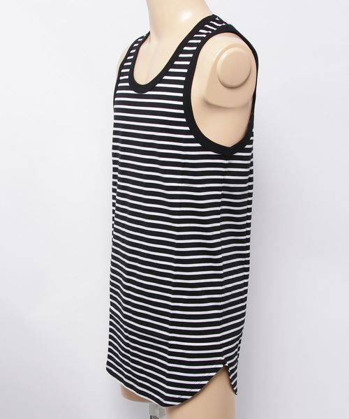 SHELLAC(シェラック)の「ボーダータンクトップ(Tシャツ/カットソー・メンズ・ネイビー×ホワイト/グレー×ホワイト/ブラック×ホワイト・46/48/44)」の4枚目の写真