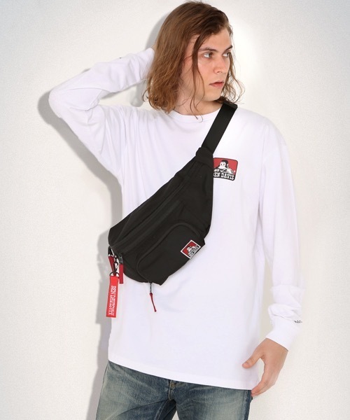 BEN DAVIS(ベンデイビス)の「BEN DAVIS POCKET BODYBAG(ボディバッグ/ウエストポーチ・メンズ・ブラック/ブラック×レッド/ブラック×パープル/ブラック×イエロー・FREE)」の3枚目の写真