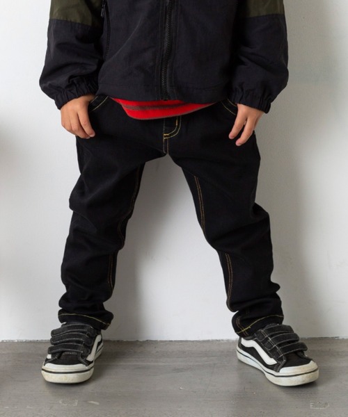 MAKE YOUR DAY（メイクユアデイ）の「【リンクコーデ】こだわりストレッチデニム テーパード■80～140cm（デニムパンツ・キッズ・ネイビー/ブラック/ブルー・110/120/90/100/80/130/140）」の2枚目の写真