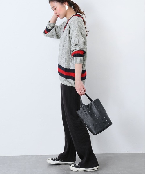 Oldderby Knitwear(オールダービーニットウェア)の「【OLDDERBY KNITWEAR/オールドダービーニットウエア】Vネックニット◆(ニット/セーター・レディース・ホワイト/チャコールグレー・MEDIUM)」の20枚目の写真