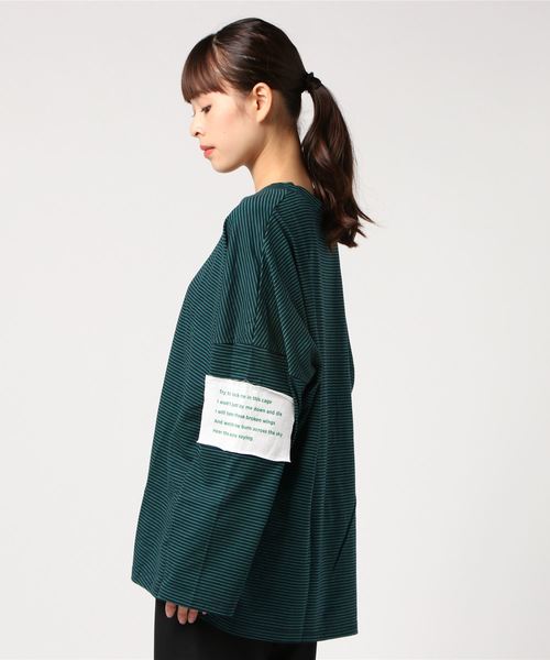 DING（ディング）の「DING/スリーブパッチボーダーロンT（Tシャツ/カットソー・レディース・ブラック/レッド/グリーン・FREE）」の17枚目の写真