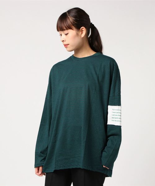 DING（ディング）の「DING/スリーブパッチボーダーロンT（Tシャツ/カットソー・レディース・ブラック/レッド/グリーン・FREE）」の18枚目の写真