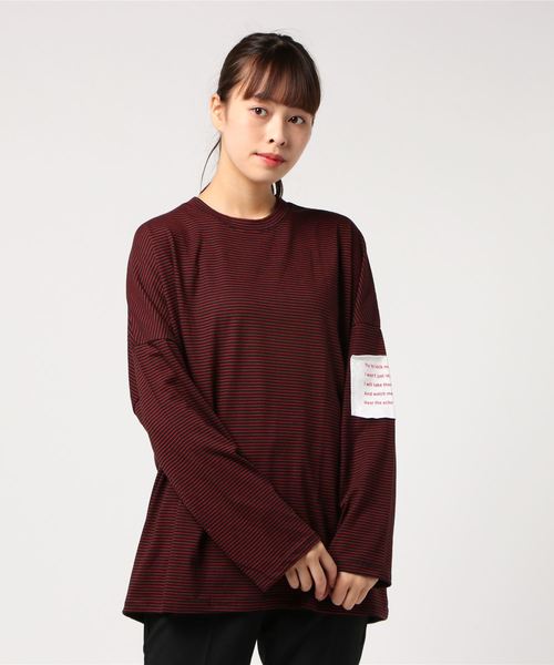 DING（ディング）の「DING/スリーブパッチボーダーロンT（Tシャツ/カットソー・レディース・ブラック/レッド/グリーン・FREE）」の19枚目の写真
