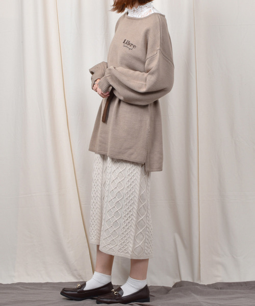 PairPair(ペアペア)の「胸刺繍ミラノリブニット配色ベルト付きチュニック(ニット/セーター・レディース・ブラウン系その他/モカ・FREE)」の5枚目の写真