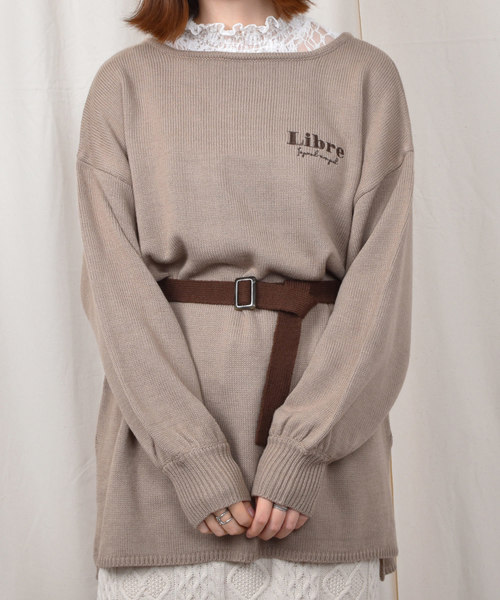 PairPair(ペアペア)の「胸刺繍ミラノリブニット配色ベルト付きチュニック(ニット/セーター・レディース・ブラウン系その他/モカ・FREE)」の7枚目の写真