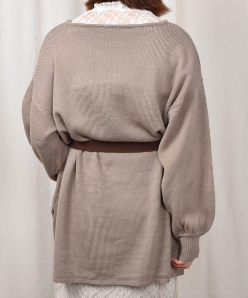 PairPair(ペアペア)の「胸刺繍ミラノリブニット配色ベルト付きチュニック(ニット/セーター・レディース・ブラウン系その他/モカ・FREE)」の9枚目の写真