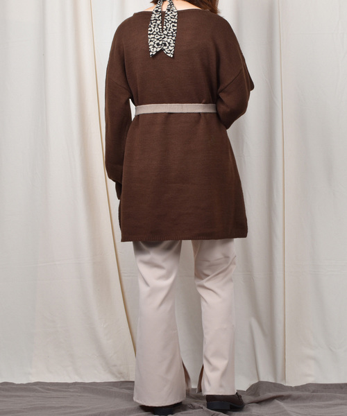 PairPair(ペアペア)の「胸刺繍ミラノリブニット配色ベルト付きチュニック(ニット/セーター・レディース・ブラウン系その他/モカ・FREE)」の12枚目の写真