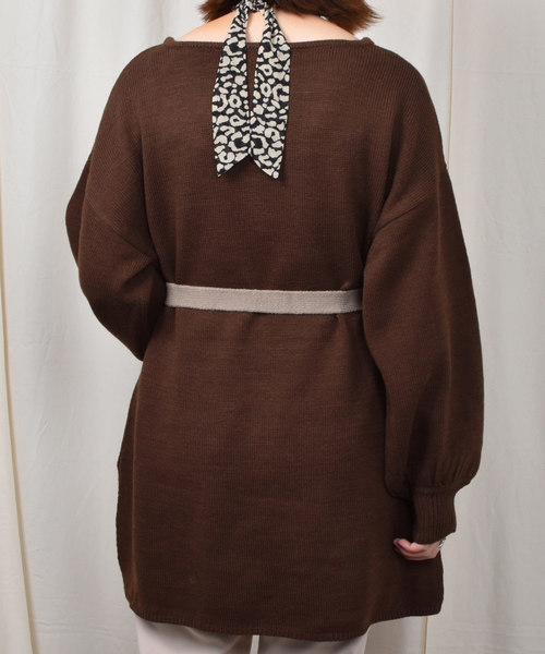 PairPair(ペアペア)の「胸刺繍ミラノリブニット配色ベルト付きチュニック(ニット/セーター・レディース・ブラウン系その他/モカ・FREE)」の15枚目の写真