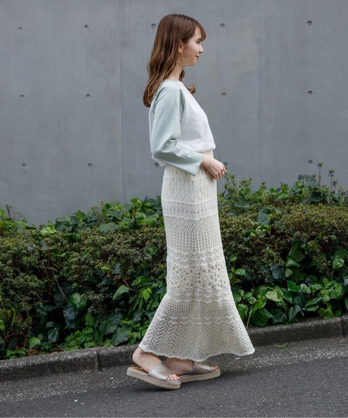 flower（フラワー）の「サニークロシェットスカート（スカート・レディース・アイボリー/ブルー・FREE）」の13枚目の写真