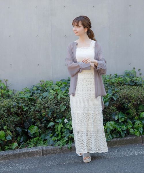 flower（フラワー）の「サニークロシェットスカート（スカート・レディース・アイボリー/ブルー・FREE）」の16枚目の写真