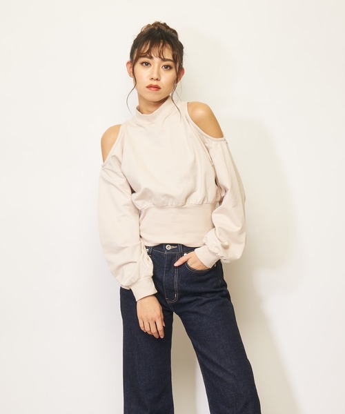 SPIRALGIRL（スパイラルガール）の「シェイキーカラートップス（Tシャツ/カットソー・レディース・ベージュ/ピンク/ミント/ブラック・FREE）」の7枚目の写真