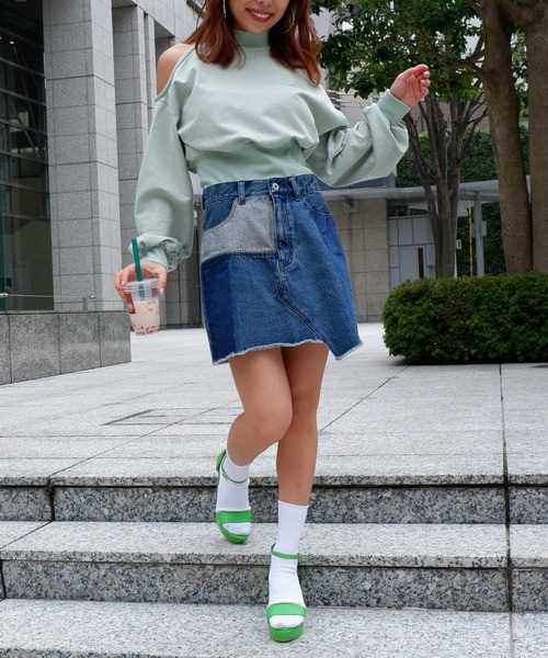 SPIRALGIRL（スパイラルガール）の「シェイキーカラートップス（Tシャツ/カットソー・レディース・ベージュ/ピンク/ミント/ブラック・FREE）」の18枚目の写真