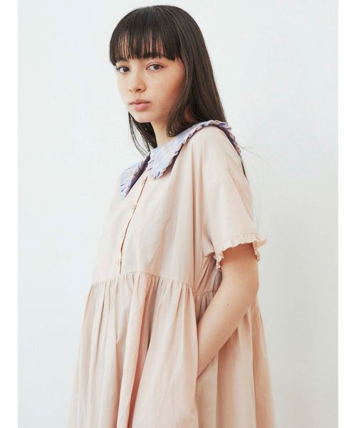 merry jenny（メリージェニー）の「チェックフリルカラーワンピース（ワンピース・レディース・ピンク/ライトブルー/ベージュ・FREE）」の6枚目の写真