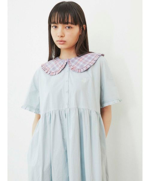 merry jenny（メリージェニー）の「チェックフリルカラーワンピース（ワンピース・レディース・ピンク/ライトブルー/ベージュ・FREE）」の9枚目の写真