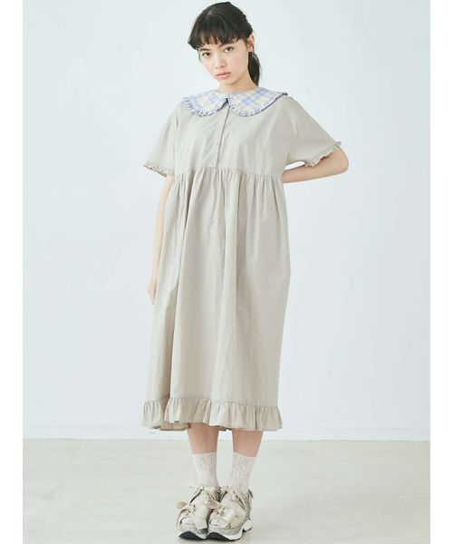 merry jenny（メリージェニー）の「チェックフリルカラーワンピース（ワンピース・レディース・ピンク/ライトブルー/ベージュ・FREE）」の13枚目の写真