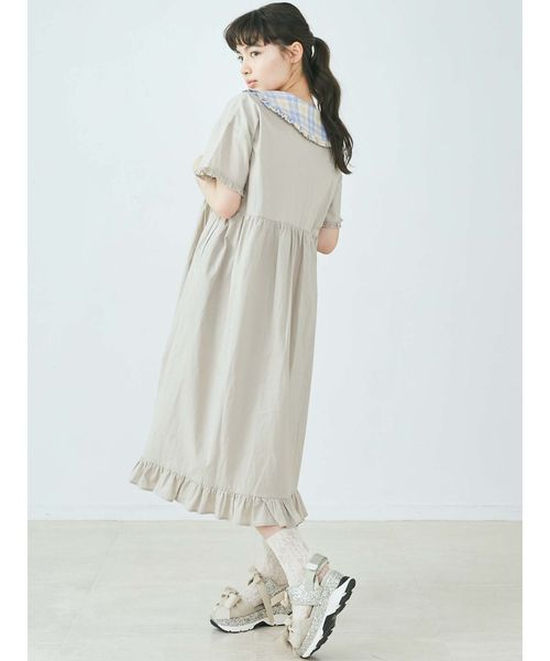 merry jenny（メリージェニー）の「チェックフリルカラーワンピース（ワンピース・レディース・ピンク/ライトブルー/ベージュ・FREE）」の14枚目の写真