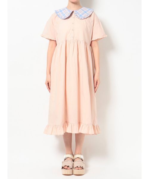 merry jenny（メリージェニー）の「チェックフリルカラーワンピース（ワンピース・レディース・ピンク/ライトブルー/ベージュ・FREE）」の15枚目の写真