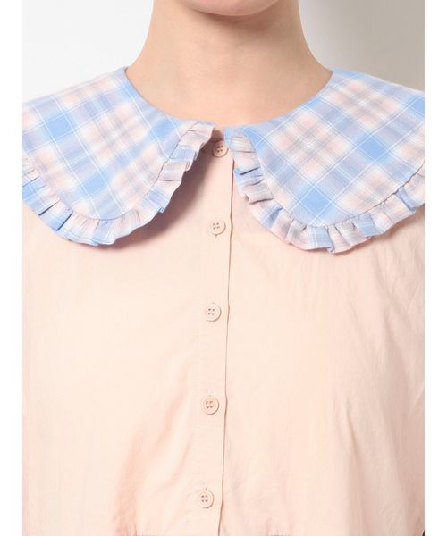 merry jenny（メリージェニー）の「チェックフリルカラーワンピース（ワンピース・レディース・ピンク/ライトブルー/ベージュ・FREE）」の18枚目の写真